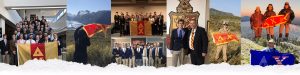 Two fraternity group photos and one individual portrait of a young man.