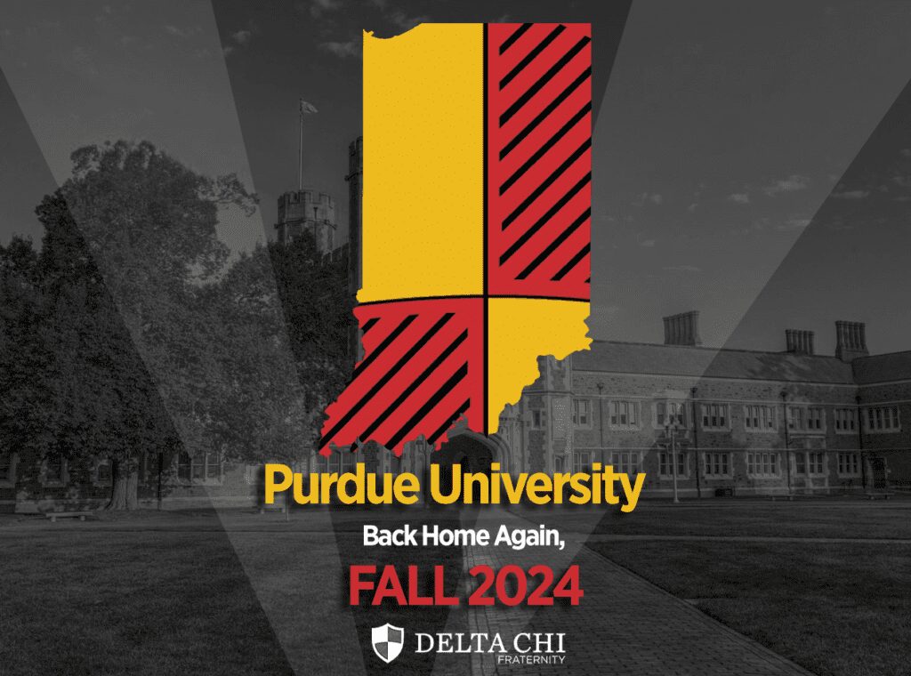 Purdue University Fall 2024 recruitment poster for Beta Delta Chi.