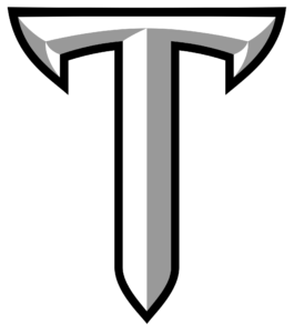 A stylized sword forming the letter T.
