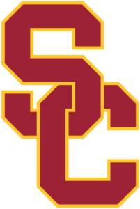 A stylized maroon and gold graphic design.