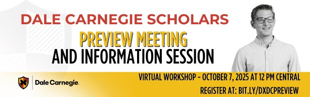 Dale Carnegie Scholars preview meeting banner.
