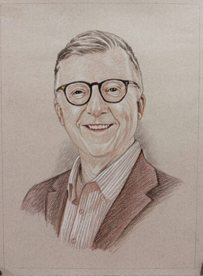 Colored pencil portrait of a smiling gentleman.