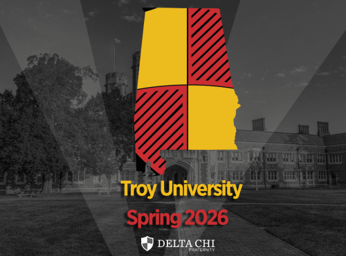 Troy University Spring 2026 enrollment announcement with logo.