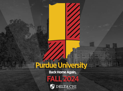 Purdue University Fall 2024 recruitment poster for Beta Delta Chi.